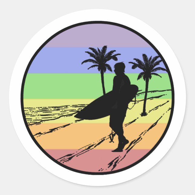 Surfing Classic Round Sticker (Front)