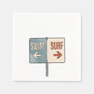 Surfing cocktail napkins. Malibu wedding Napkin