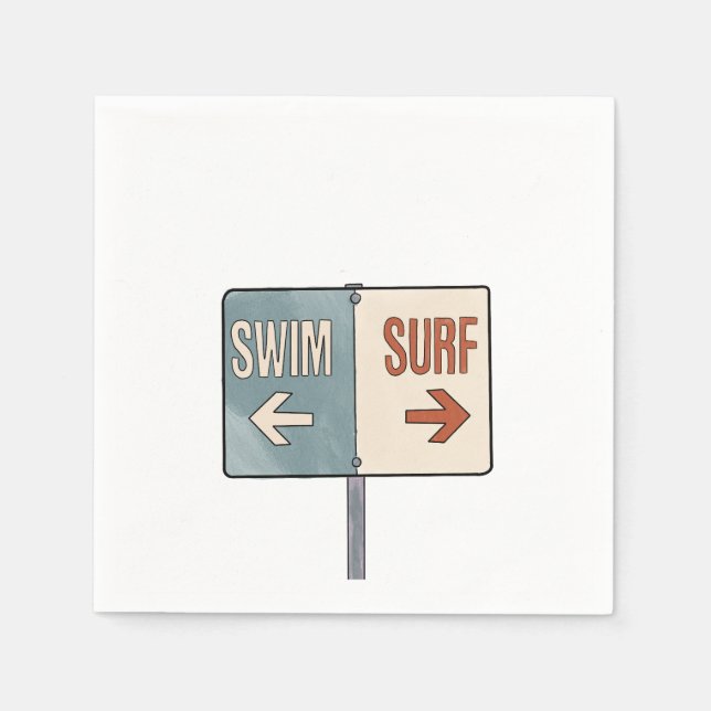 Surfing cocktail napkins. Malibu wedding Napkin (Front)