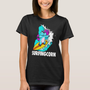 Surfing Corn Unicorn Women Love Animal T-Shirt
