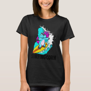 Surfing Corn Unicorn Women Love Animal T-Shirt