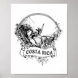 Surfing Costa Rica Vintage Retro Throwck Surfer Va Poster