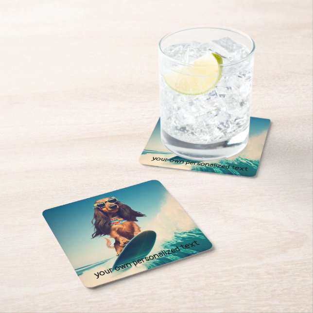 Surfing Dachshund Drink Coasters (Insitu)