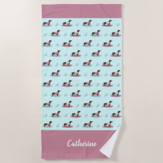Surfing Dachshunds Beach Towel