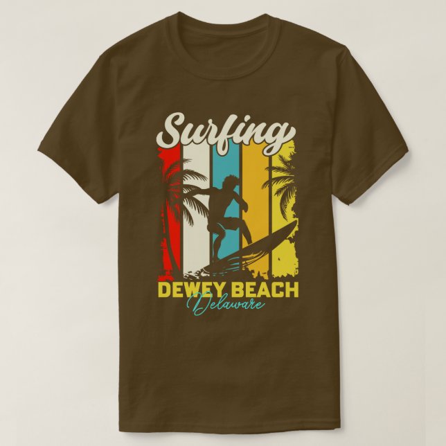 Surfing Dewey Beach Delaware T-Shirt (Design Front)