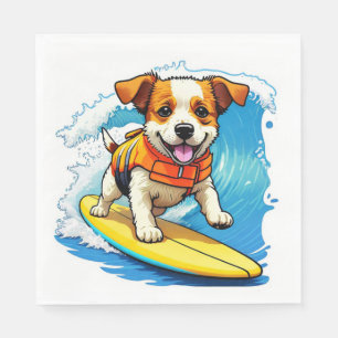 Surfing Dog Napkin
