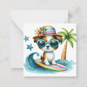 Surfing Dog Note Card