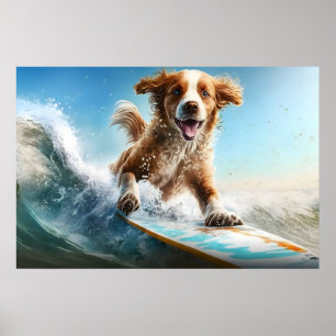 Surfing Dog Poster