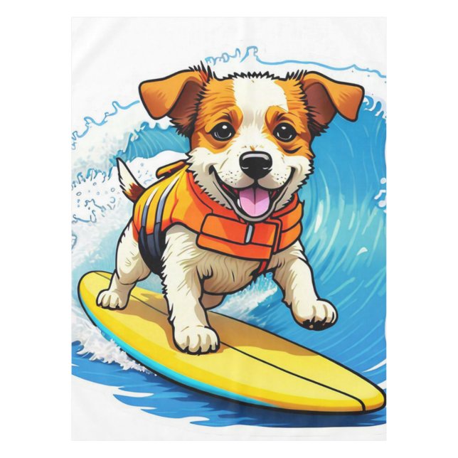 Surfing Dog Tablecloth (Front)