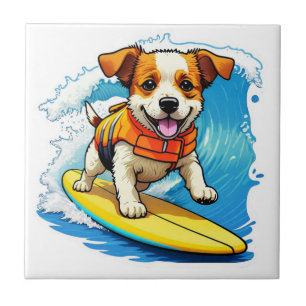Surfing Dog Tile
