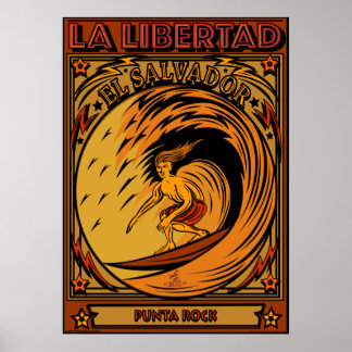 SURFING EL SALVADOR LA LIBERTAD POSTER