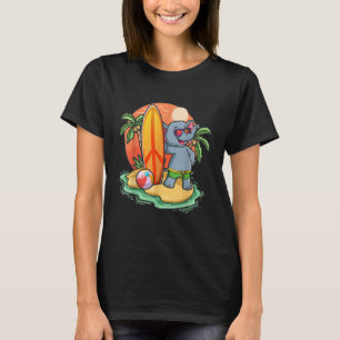Surfing Elephant  Beach Vacation Animal Graphic T-Shirt