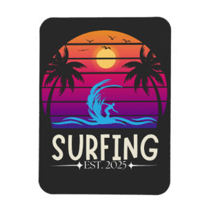 Surfing Est. 2025 Retro Vintage Vacay Mode Surf   Magnet