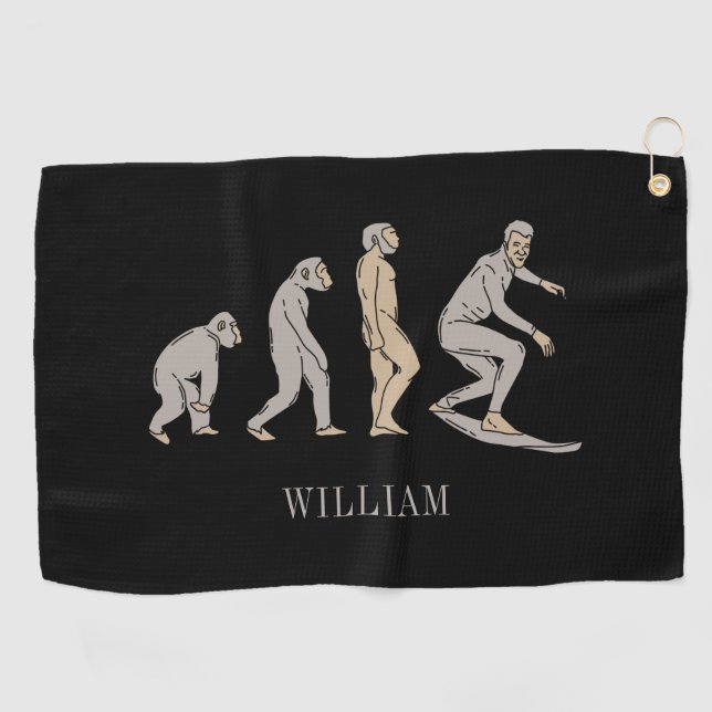 Surfing Evolution Surfboard Beach Sports Golf Towel (Horizontal)