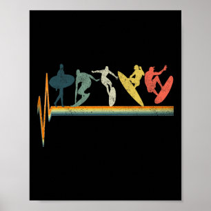 Surfing Evolution Vintage Surfer Gift Tee Poster