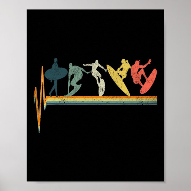 Surfing Evolution Vintage Surfer Gift Tee  Poster (Front)