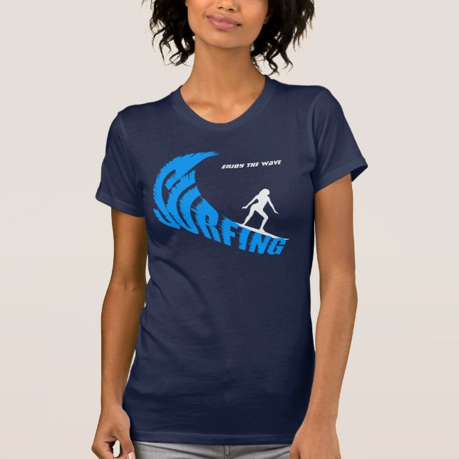 Surfing female customisable T-Shirt (Front)