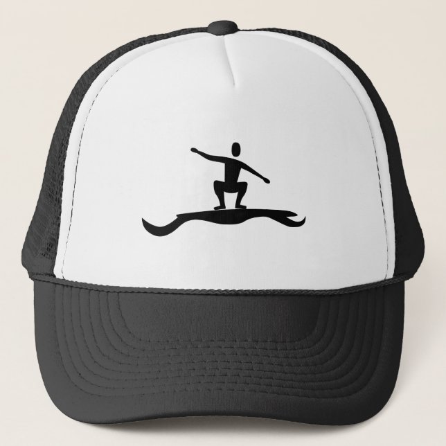 Surfing Figure - Black Trucker Hat (Front)