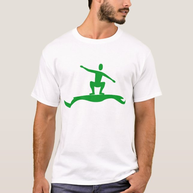 Surfing Figure - Grass Green T-Shirt (Front)