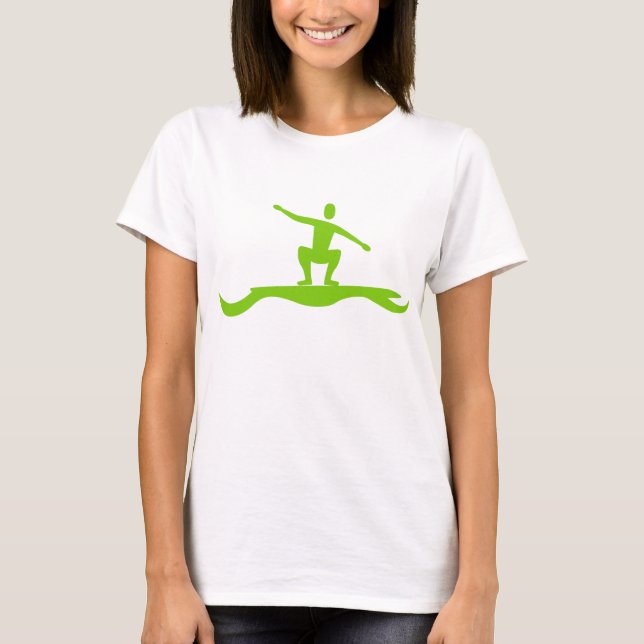 Surfing Figure - Martian Green T-Shirt (Front)