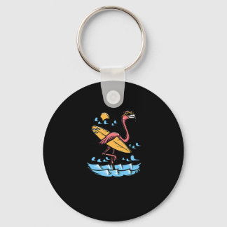 Surfing Flamingo Good Vibes Are Beach Vibes Premiu Key Ring