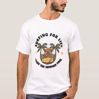 Surfing for Life Skeleton Beach Design  T-Shirt