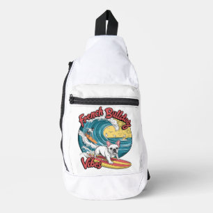 Surfing French Bulldog Catches Wave Sling Bag