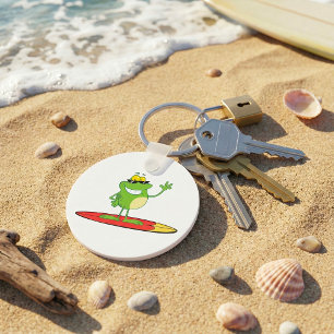 Surfing Frog Wearing Sunglasses Key Ring