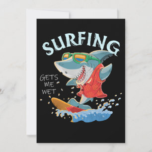 Surfing Gets Me Wet Funny Shark Gifts Thank You Card
