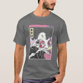 Surfing Ghost Strawberry Milk Cartons Anime Kawaii T-Shirt