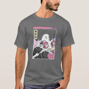 Surfing Ghost Strawberry Milk Cartons Anime Kawaii T-Shirt