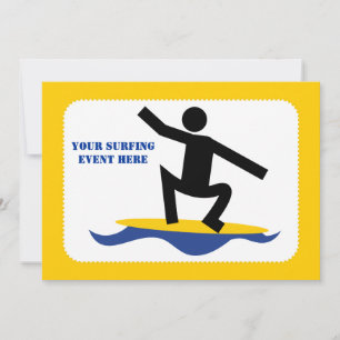 Surfing gifts, surfer on his surfboard custom invitation