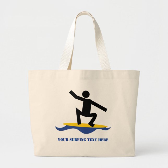 Surfing gifts, surfer on his surfboard custom large tote bag (Front)