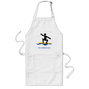 Surfing gifts, surfer on his surfboard custom long apron
