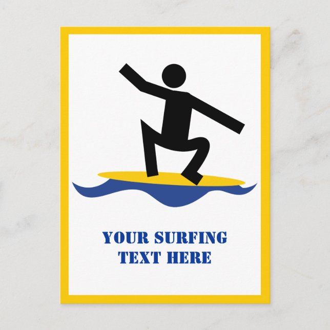 Surfing gifts, surfer on his surfboard custom postcard (Front)