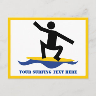 Surfing gifts, surfer on his surfboard custom postcard