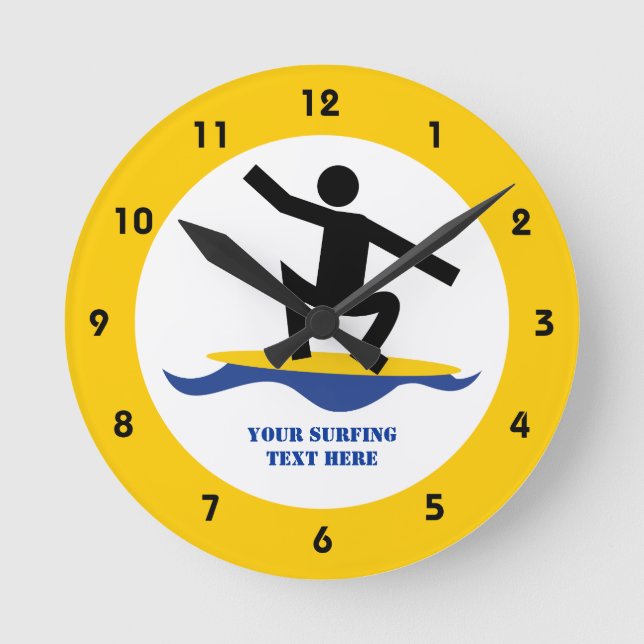 Surfing gifts, surfer on his surfboard custom round clock (Front)