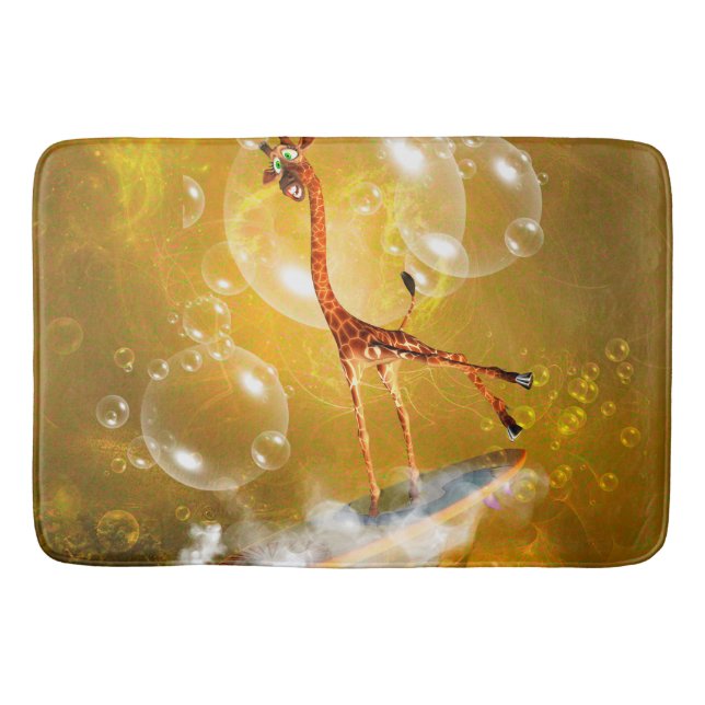 Surfing giraffe bath mat (Front)