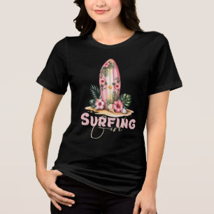 Surfing Girl, Summer Beach Tri-Blend Shirt