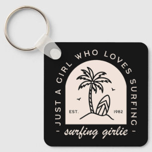 Surfing girl surf lovers quotes vintage black key ring