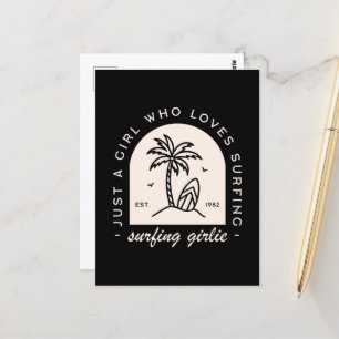 Surfing girl surf lovers quotes vintage black postcard