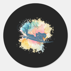 Surfing Girl Surfboard Water Sports Surf Surfer Wo Classic Round Sticker