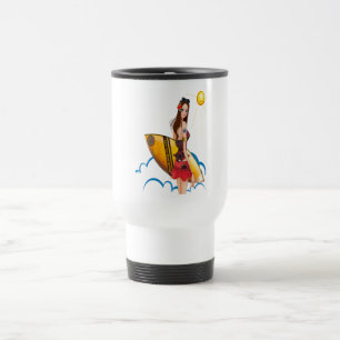 surfing girl travel mug