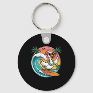 Surfing Goose Retro Hawaiian Summer Vibes Beach De Key Ring