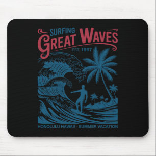 Surfing Great Waves Honolulu Hawaii Summer Vacatio Mouse Mat
