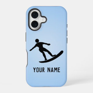 Surfing Guy on Surfboard, classic pose - add name iPhone 16 Case