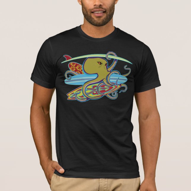 Surfing Halloween Octopus T-Shirt (Front)