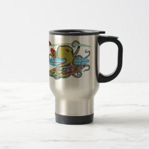 Surfing Halloween Octopus Travel Mug