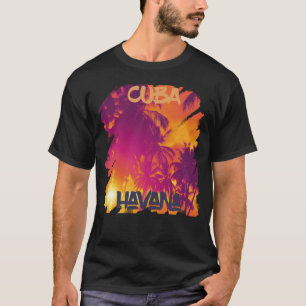 Surfing Havana Vacation Cuba Palm tree Beach Ocean T-Shirt