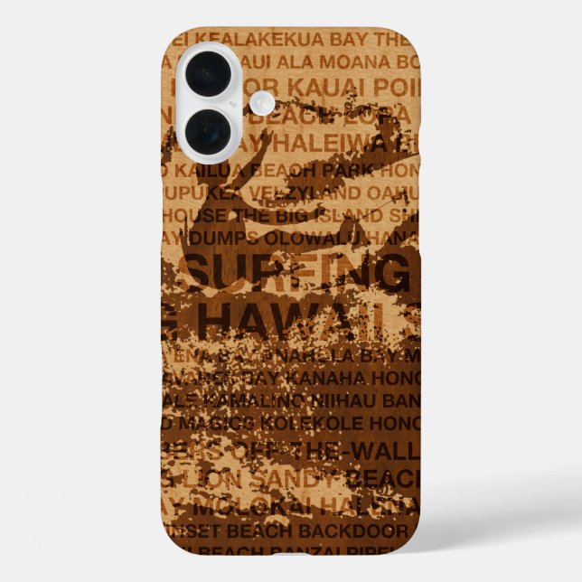 Surfing Hawaii Cutback Faux Wood Surfer -Koa Case-Mate iPhone Case (Back)